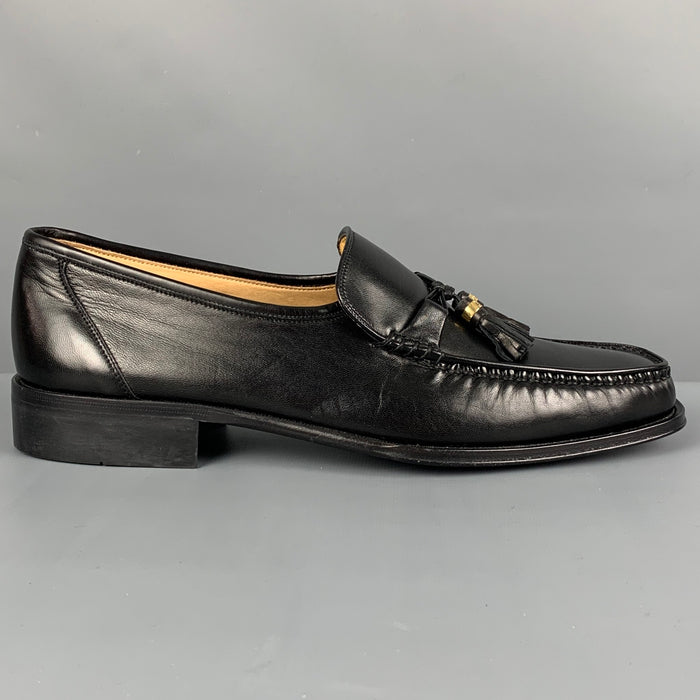 BALLY Size US 9.5 Black Leather Tassels Loafers
