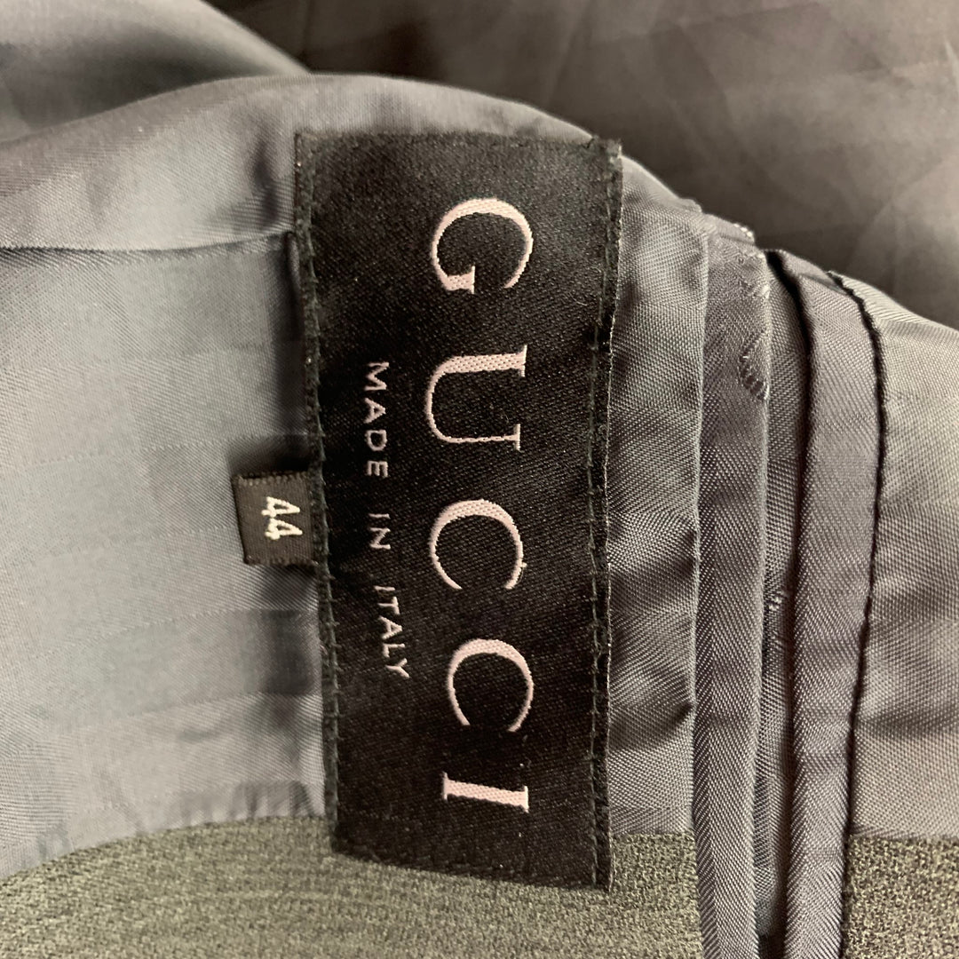 Vintage GUCCI Size 8 Gray Wool Rayon Heather Single Breasted Pants Suit