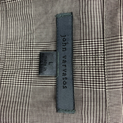 JOHN VARVATOS Size L Grey Glenplaid Cotton Patch Pocket Long Sleeve Shirt