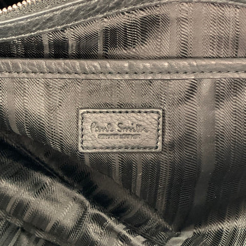 PAUL SMITH Black Pebble Grain Leather Laptop Bag