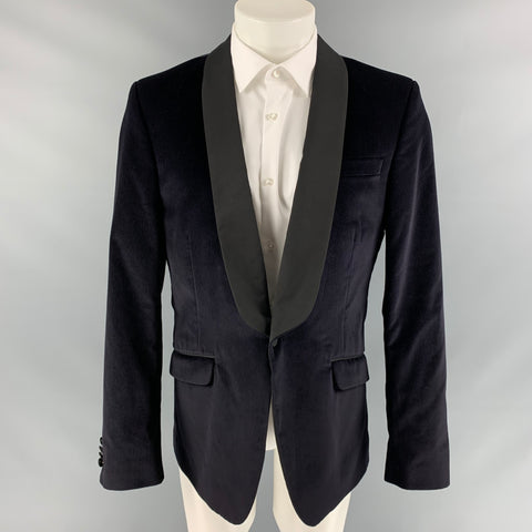 J. LINDEBERG Size 42 Dark Purple Cotton Velvet Shawl Collar Sport Coat