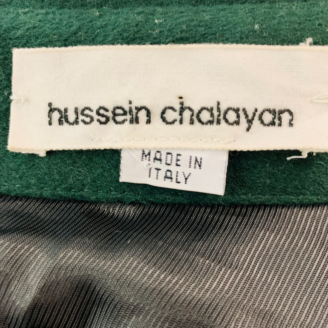 HUSSEIN CHALAYAN Taille S Chemise à manches longues en laine mélangée verte avec poche plaquée