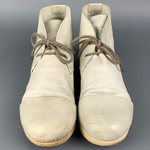 FAUSTO SANTINI Size 10 Off White Leather Lace Up Boots