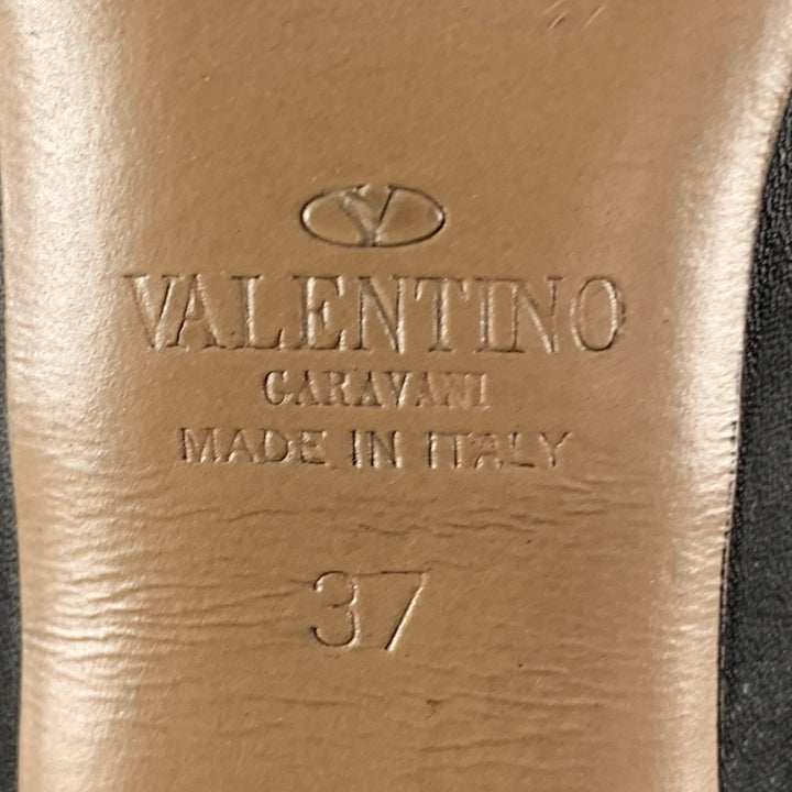 VALENTINO Size 7 Black Nylon Floral Applique Boots