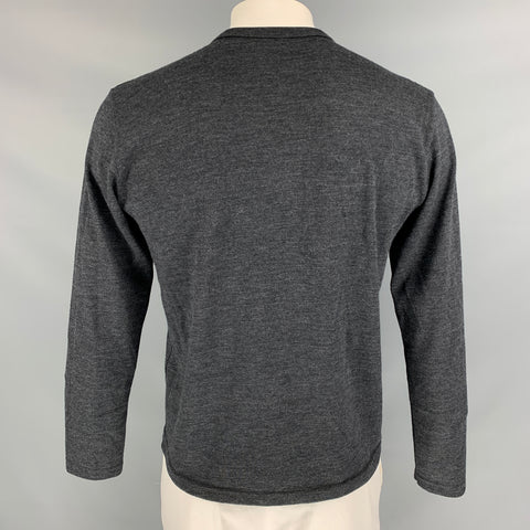 SUNSPEL Size L Charcoal Knitted Wool Crew-Neck Pullover