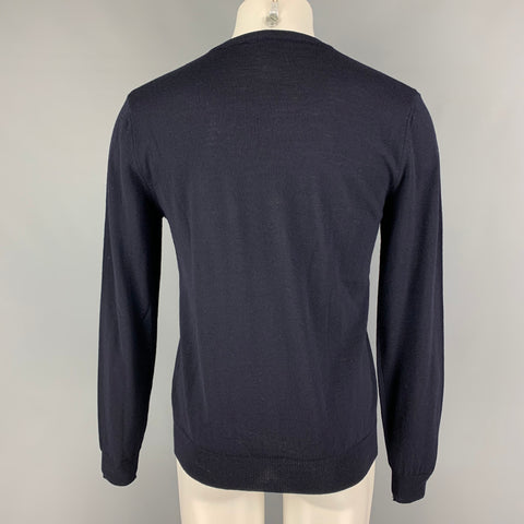 VERSACE COLLECTION Size L Navy Knitted Merino Wool Pullover