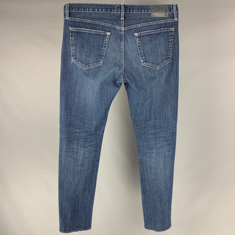 DENIM Size 34 Blue Distressed Cotton / Polyurethane Jeans