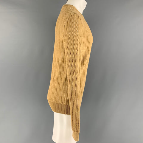 SANDRO PARIS Size M Beige Knit Cotton Crew-Neck Pullover