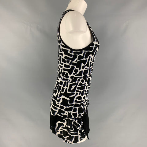 PROENZA SCHOULER Size XS Black & White Cotton Abstract T-Shirt