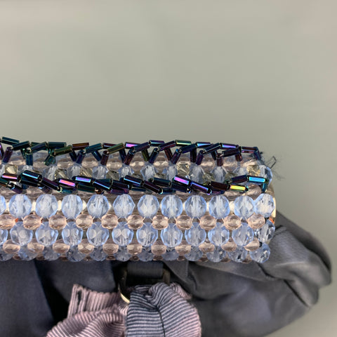 Vintage PRADA Purple Marbled Silk Rhinestones Mini Handbag