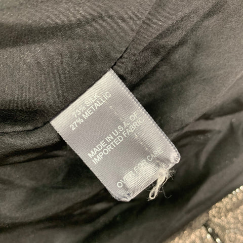 BILL BLASS Taille 2 Manteau à double boutonnage en soie métallisée noir argenté