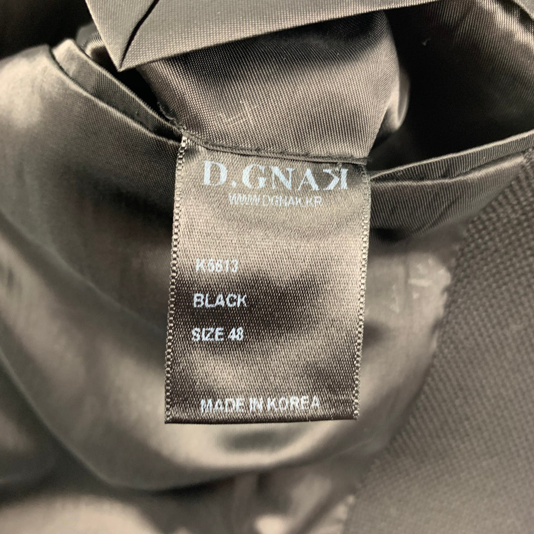 D. GNAK Taille 38 Manteau de sport à revers cranté en laine appliquée noire