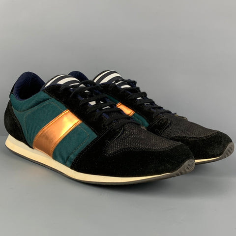 AMI by ALEXANDRE MATTIUSSI Size 11 Black Green Color Block Nylon Sneakers