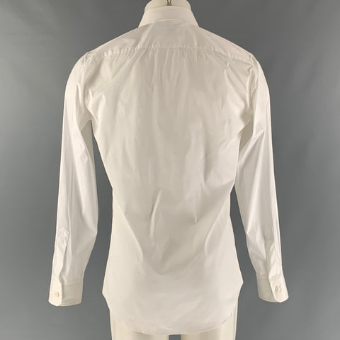 DSQUARED2 Talla M Camisa blanca de manga larga con botones de algodón y elastano liso