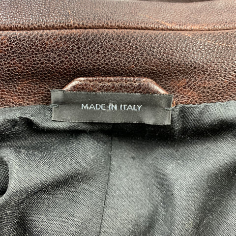 JIL SANDER Taille 42 Veste à revers cranté en cuir marron