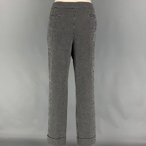 ARMANI COLLEZIONI Size 12 Black & White Cotton Blend Checkered Dress Pants