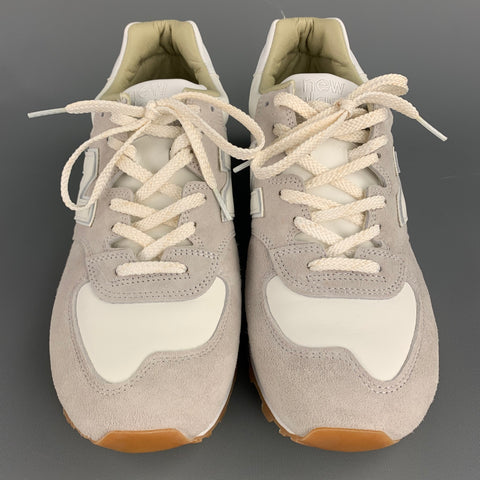NEW BALANCE 575 Classic Size 10.5 White Two Toned Leather Grey Sneakers