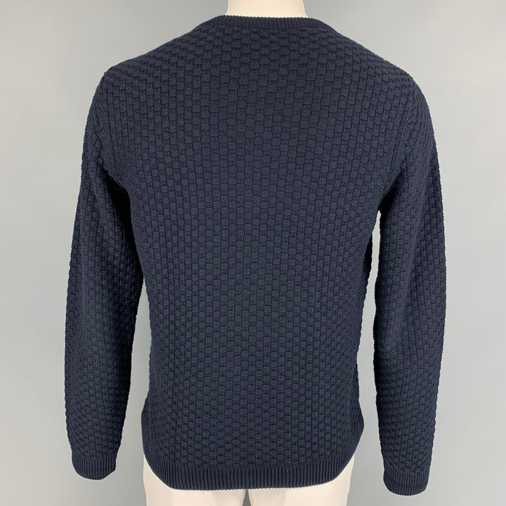 ARMOR-LUX Size L Navy Knit Cotton Crew-Neck Sweater