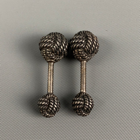 NO BRAND Boutons de manchette boule tissés en argent sterling anthracite