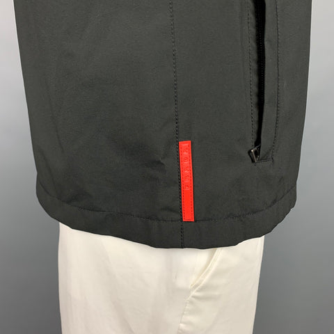 PRADA Size 44 Black Polyester Zip Up Vest