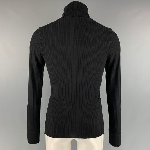 DOLCE & GABBANA Size S Black Ribbed Wool Turtleneck Pullover