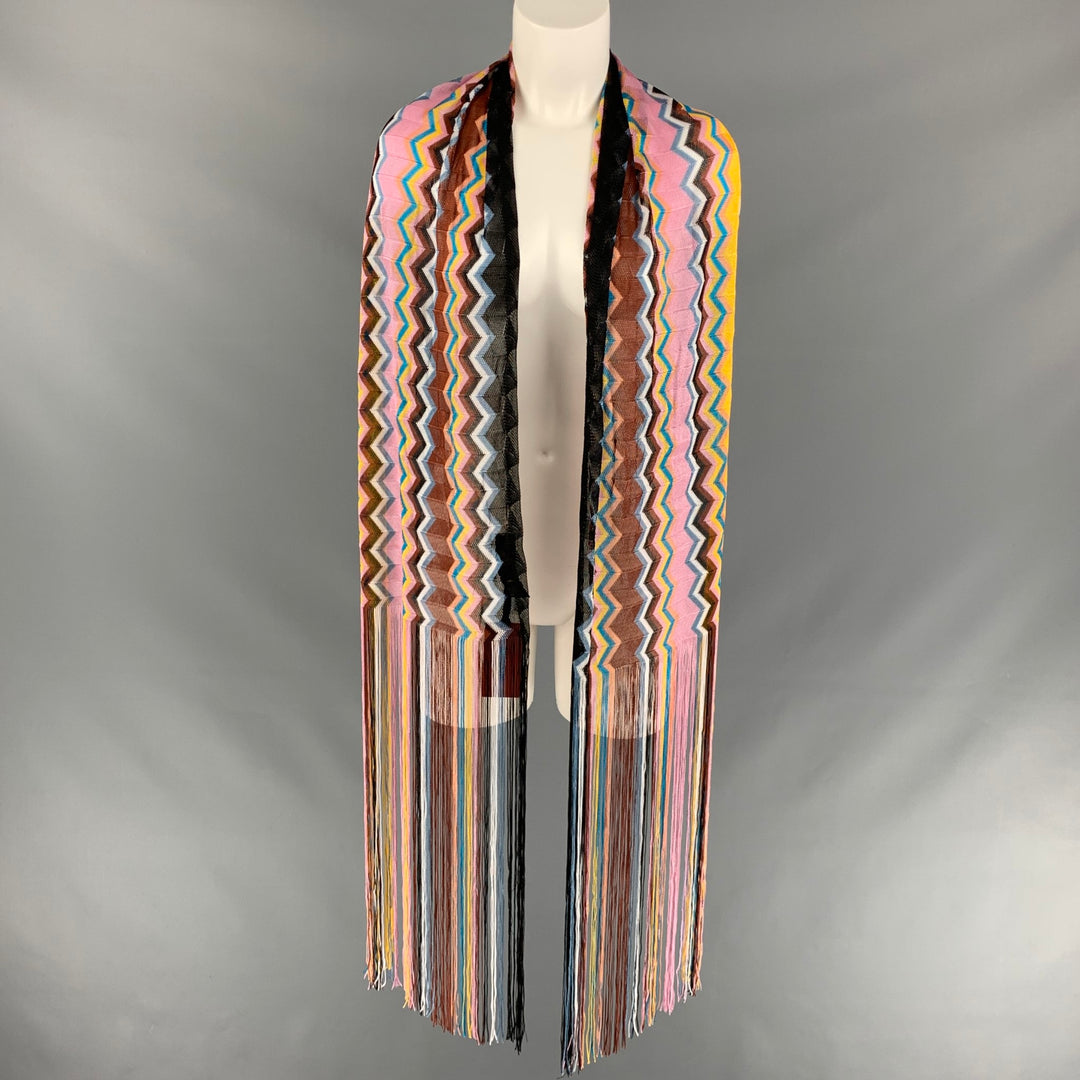 MISSONI Multi-Color Zig-Zag Rayon Scarves & Shawls