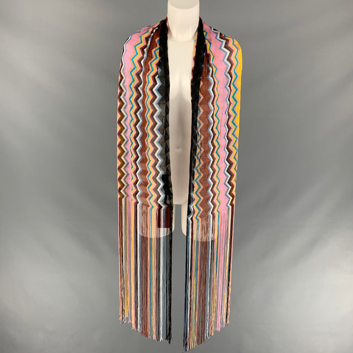 MISSONI Multi-Color Zig-Zag Rayon Scarves & Shawls