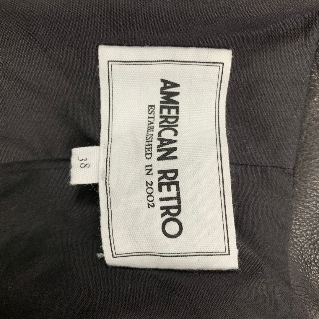 AMERICAN RETRO Kilie Size 2 Black & Fuchsia Boucle Cotton Blend Mixed Fabrics Jacket