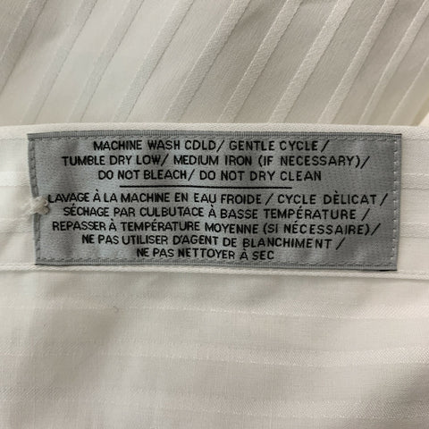 LIPSON Size L White Stripe Damask One pocket Long Sleeve Shirt