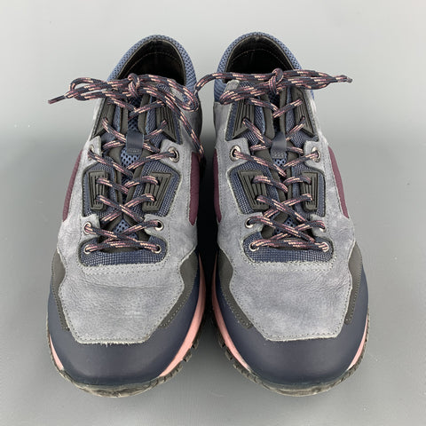 LANVIN Size 10 Multi-Color Mixed Materials Nylon Lace Up Sneakers