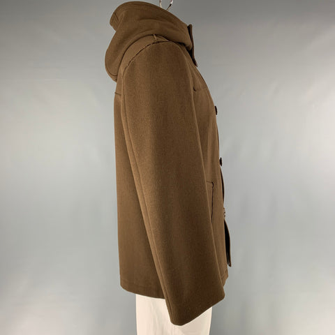 MARC JACOBS Chest Size 42 Size 42 Brown Wool Hooded Coat