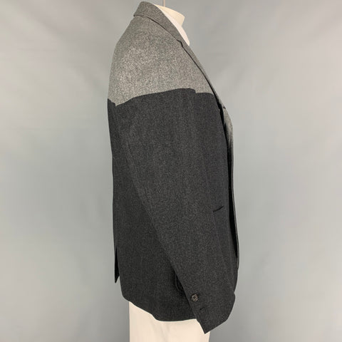 BLACK FLEECE Size 46 Charcoal & Grey Color Block Wool Sport Coat