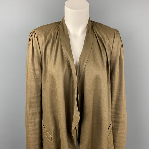 DIANE VON FURSTENBERG Taille 8 Veste avant ouverte en mélange de lin olive