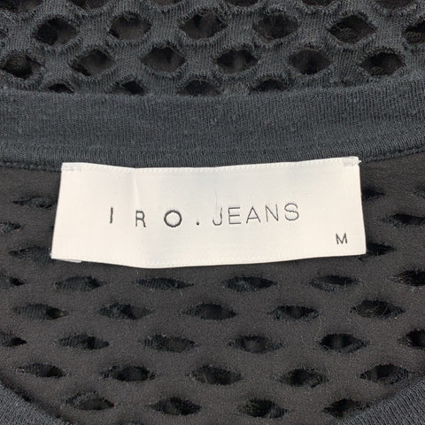 IRO Size M Black Mesh Cotton Blend Crew-Neck T-shirt
