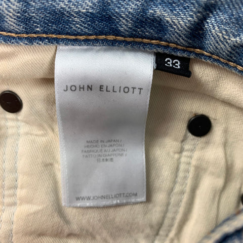 JOHN ELLIOTT Size 33 Blue Wash Denim Button Fly Jeans