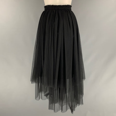 MSGM Size 8 Black Polyamide See Through A-Line Skirt