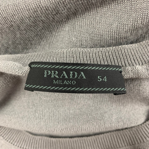 PRADA Size XL Grey Cashmere Silk Crew-Neck Pullover
