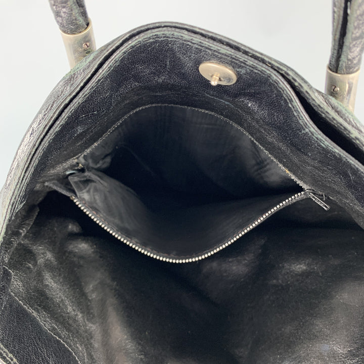 EMILIO PUCCI  Blue Color Block Velvet Patent Leather Tote Handbag