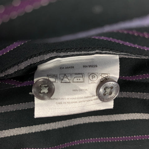 TED BAKER Size L Black Purple Stripe Cotton French Cuff Long Sleeve Shirt