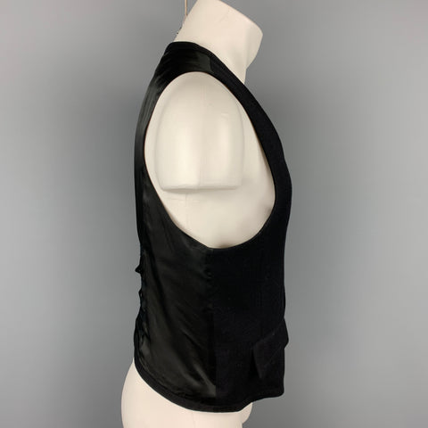 JOHN GALLIANO Talla 40 Chaleco con cinturón y botones de lana negro