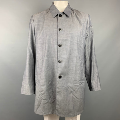 ISAIA Size 46 Navy & Grey Two Toned Wool / Polyester Reversible Coat