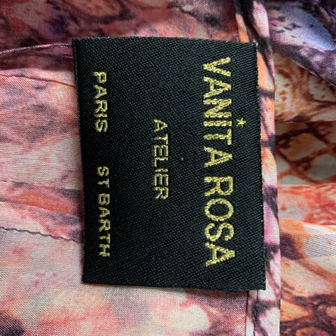 VANITA ROSA Size L Purple Multicolour Silk Snake skin print Ruffle Blouse