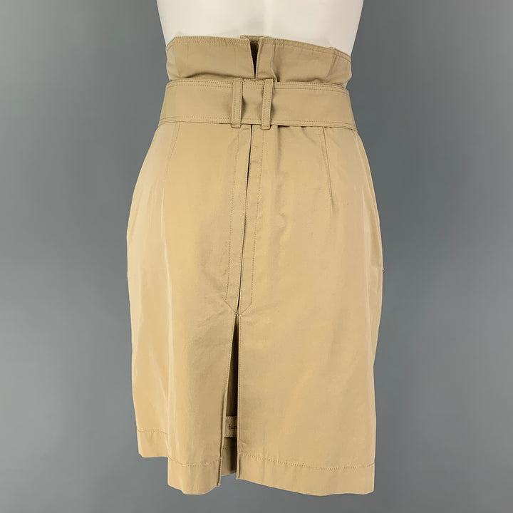 BURBERRY BRIT Size 6 Khaki Cotton Double Breasted Belted Skirt