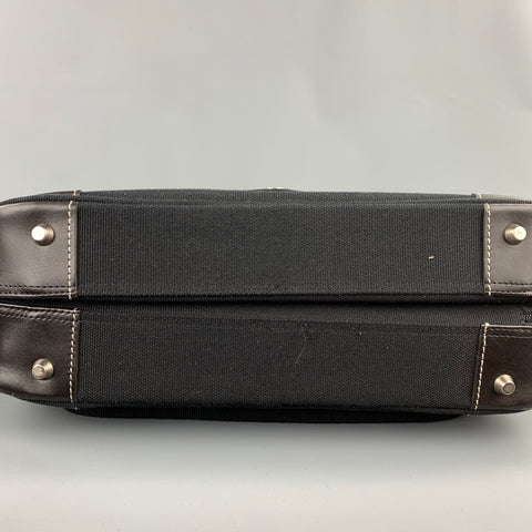PAUL SMITH Black Canvas Leather Briefcase Bag