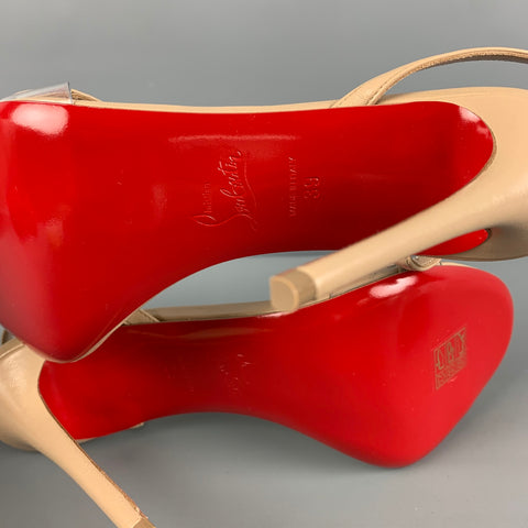 CHRISTIAN LOUBOUTIN Talla 9 Sandalias de tacón Rosalie de cuero color nude