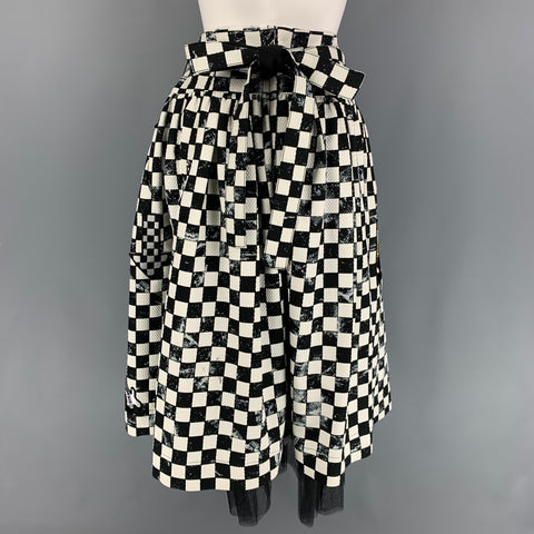 MARC JACOBS Taille 2 Jupe longue en mélange de coton blanc noir à carreaux