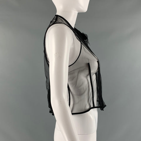 COMME des GARCONS Size M Black Satin Mesh One Shoulder Dress Top
