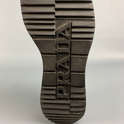 PRADA Size 9 Tan Perforated Leather Platform Lace Up Shoes