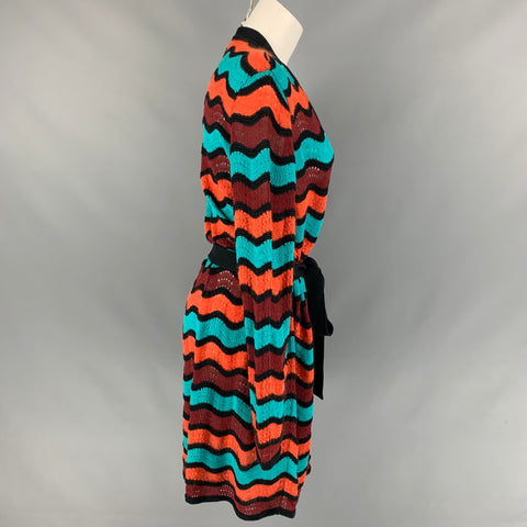 M MISSONI Size 6 Multi-Color Knitted Stripe Wool Blend Coat