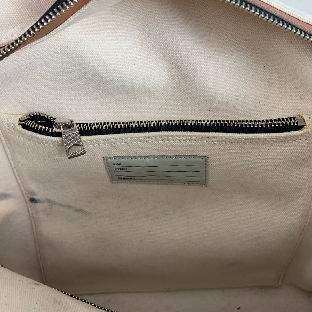 JACK SPADE Cream Navy Color Block Canvas Coated Tote Bags